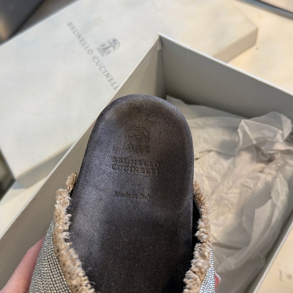 Brunello Cucinelli Gray and Tan Fringe Sandals - Picture 7 of 8